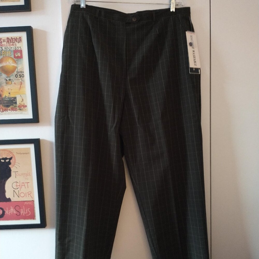 Sag Harbor Woman Straight Comfort Stretch Pants Trousers in Dark Olive Gray NWT